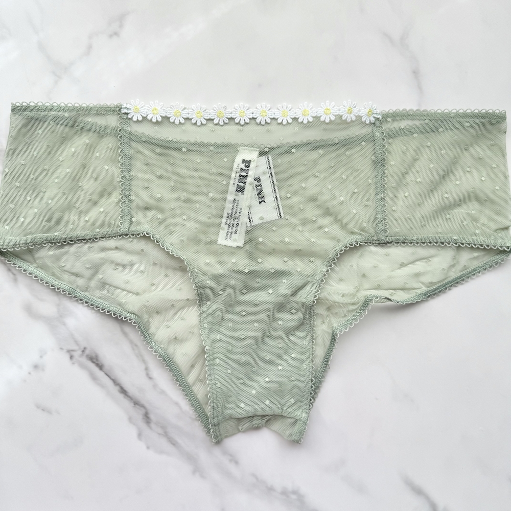 NWT PINK VICTORIA'S SECRET WINK DOT MESH CHEEKY PANTY IN GREEN GARDEN SZ S/M/L/X